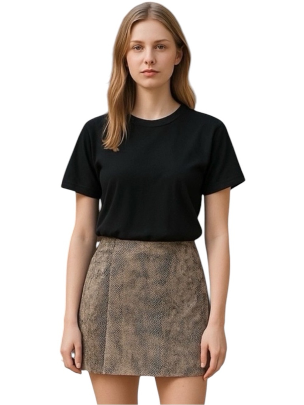 4/$24 Wild Honey Snake Print Tan and Black Mini Pencil‎ Skirt